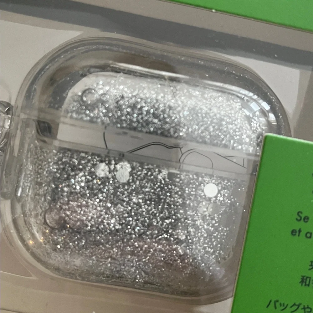 Kate Spade Transparent AirPods Case with Silver glitter new